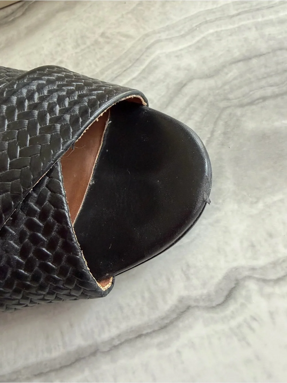 CAPELLI ROSSI WOVEN LEATHER WEDGE SANDALS